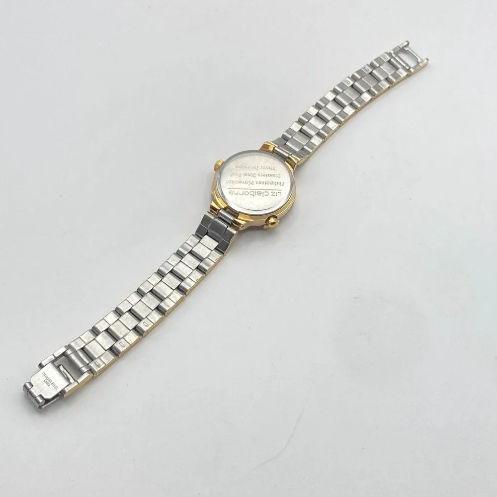 Vintage Liz Claiborne Womens Watch Indiglo Silver Gold Tone New Battery SMALL 6